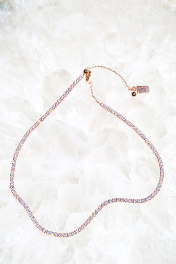 rose gold diamond tennis necklace